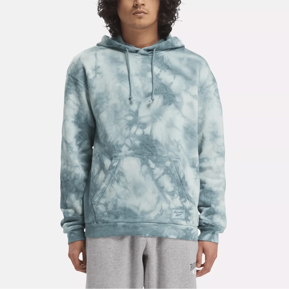 Reebok Classics Natural Dye Marble Hoodie Sweatshirt Blue L Large Hoops Blue
